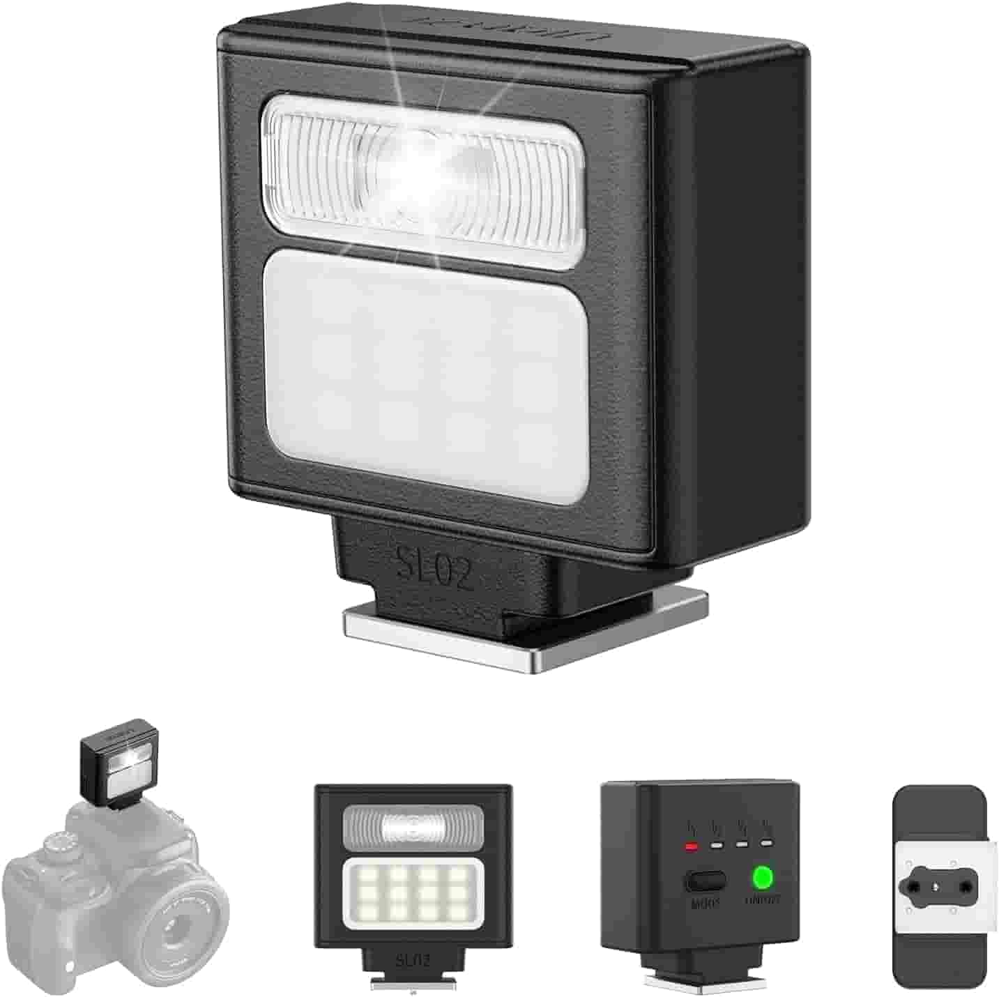 Ulanzi SL02 Mini Flash Speedlite Video Light – 2-in-1 On-Camera Flash & Continuous LED Light for Canon, Sony, Nikon, & Fuji