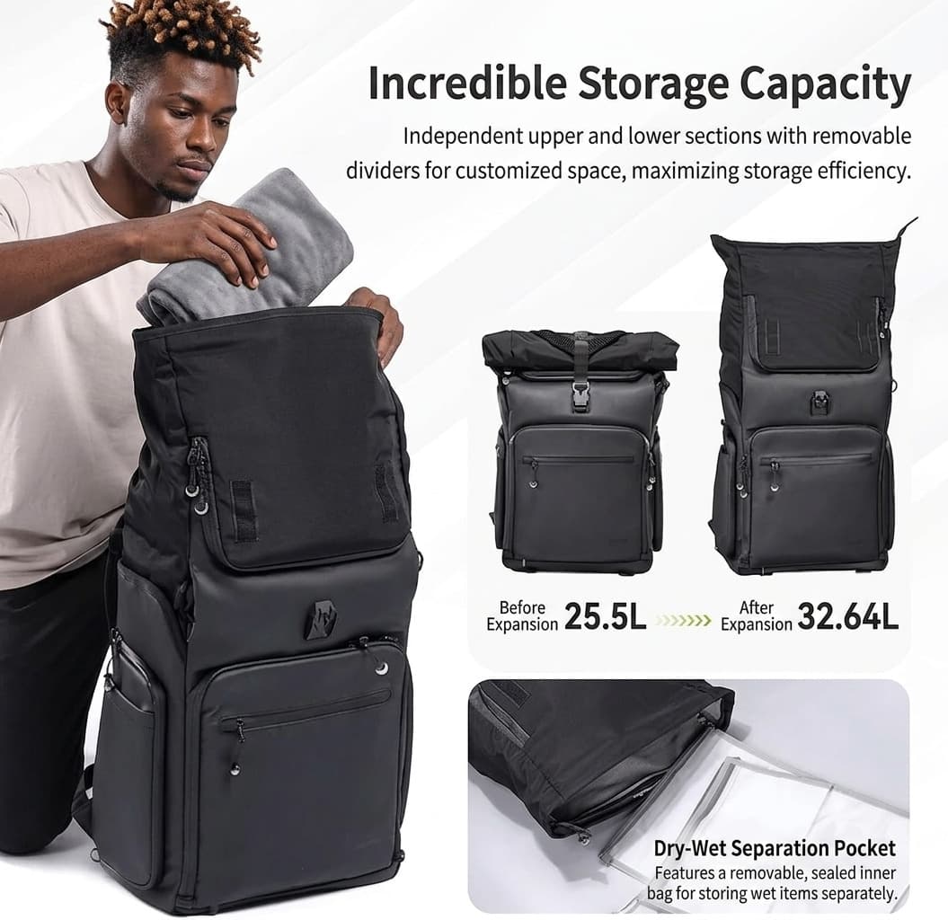 Ulanzi BT01 Business Travel Backpack with 180° Flat-Opening Tech Compartment