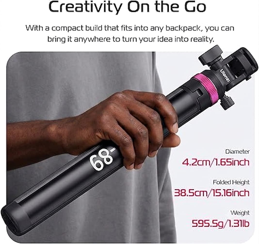 Ulanzi MT-89 Portable Light Stand with Quick-Release Cold Shoe Mount – Compact Tripod for Content Creators