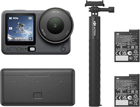 DJI Osmo Action 6 Adventure Combo | 1/1.1-Inch CMOS Sensor, Variable f/2.0-f/4.0 Aperture, 4K120 Video, 3 Batteries & 1.5m Extension Rod