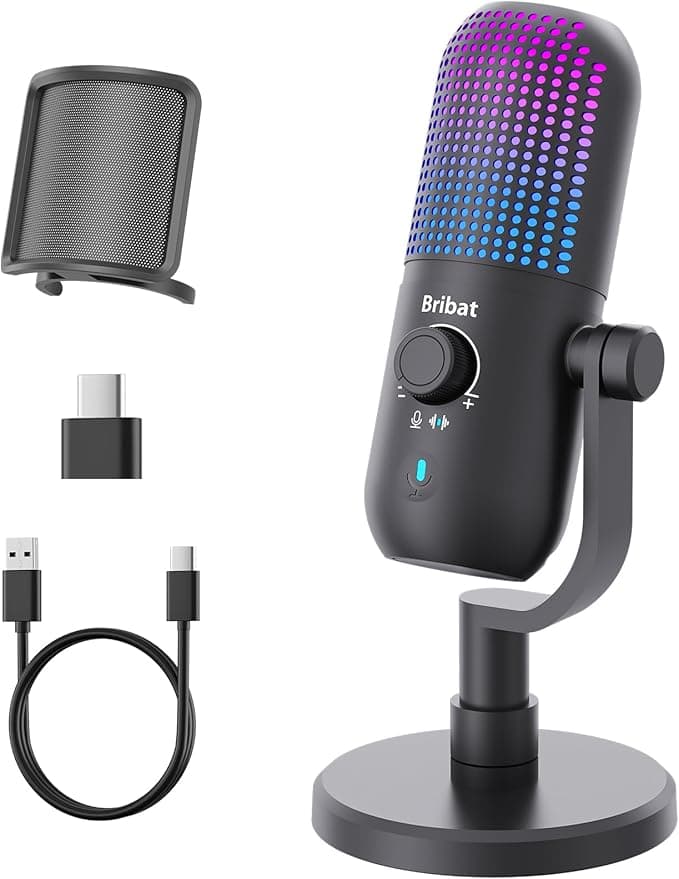 Ulanzi USB Desktop Condenser Microphone with RGB Lighting for Gaming and Podcasting