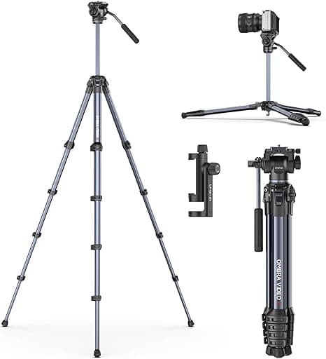 Ulanzi Ombra Video II XIANG Professional Travel Tripod with 360° Fluid Head & Built-in Phone Clamp (T154)