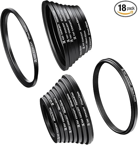 K&F Step-Up Ring 18-in-1 – Camera Lens Adapter Set