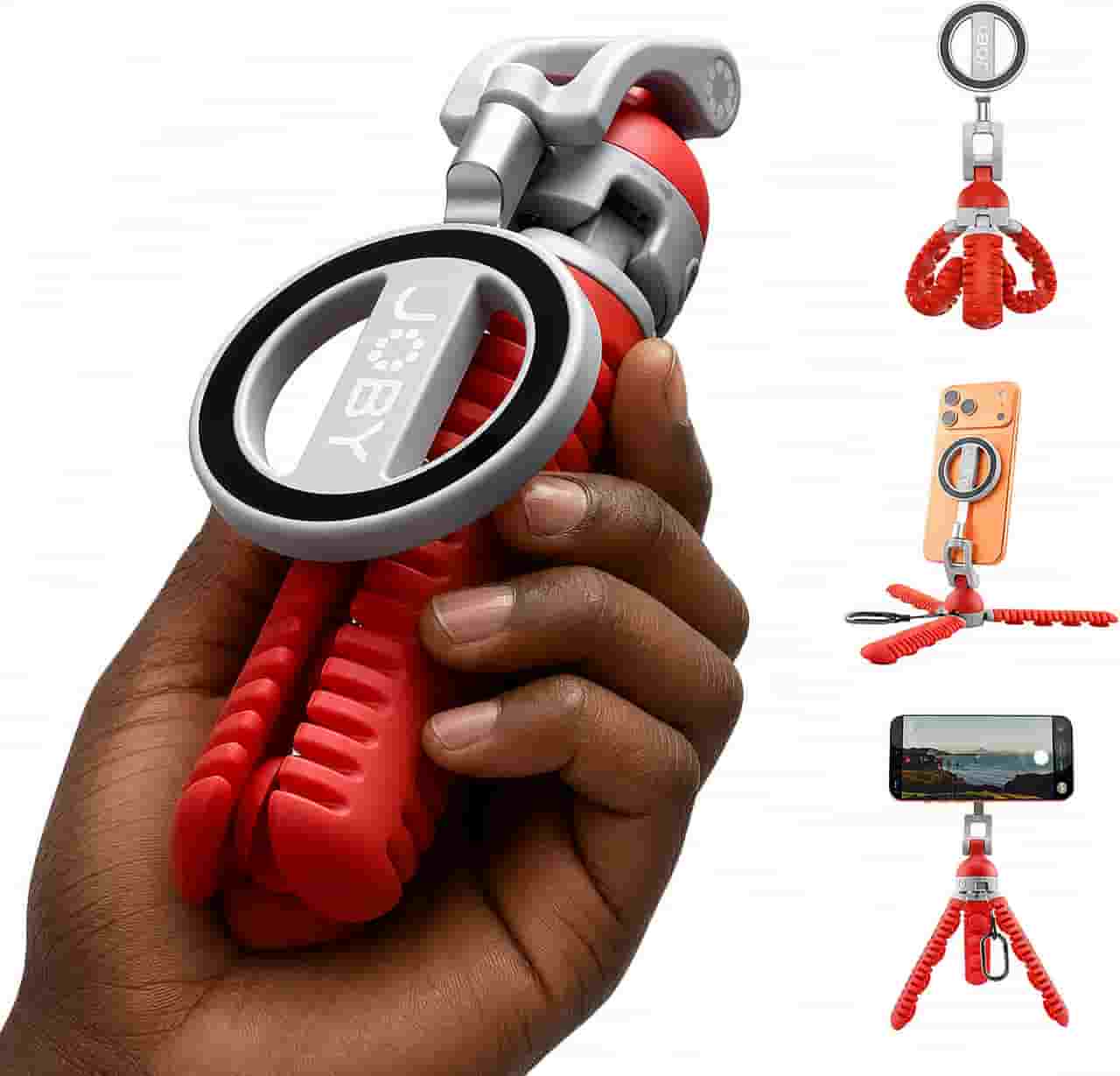 JOBY PZ01 Podzilla Octopus Suction Tripod w/ MagSafe Mount (Red) – Flexible Smartphone Mount Available