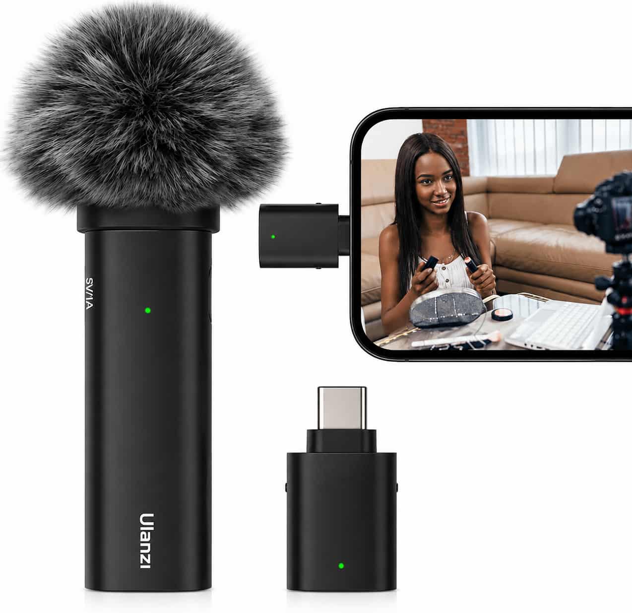 Ulanzi WM-10 Type C / iPhone Wireless Mic Clip-On Lavalier Microphone for Content Creators
